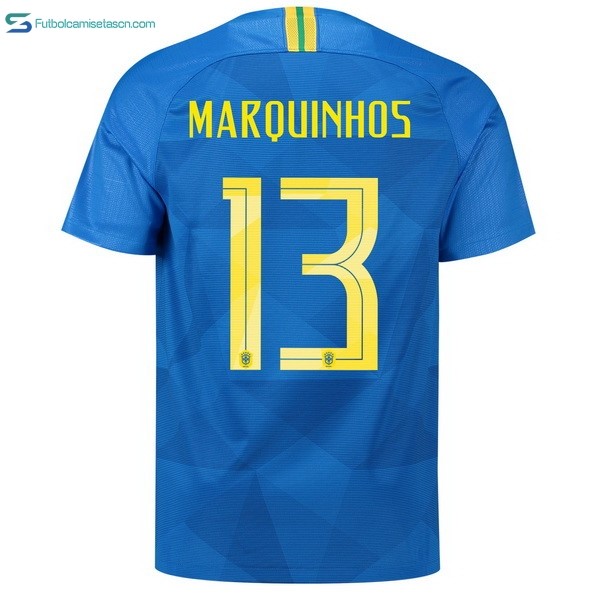 Camiseta Brasil 2ª Marquinhos 2018 Azul